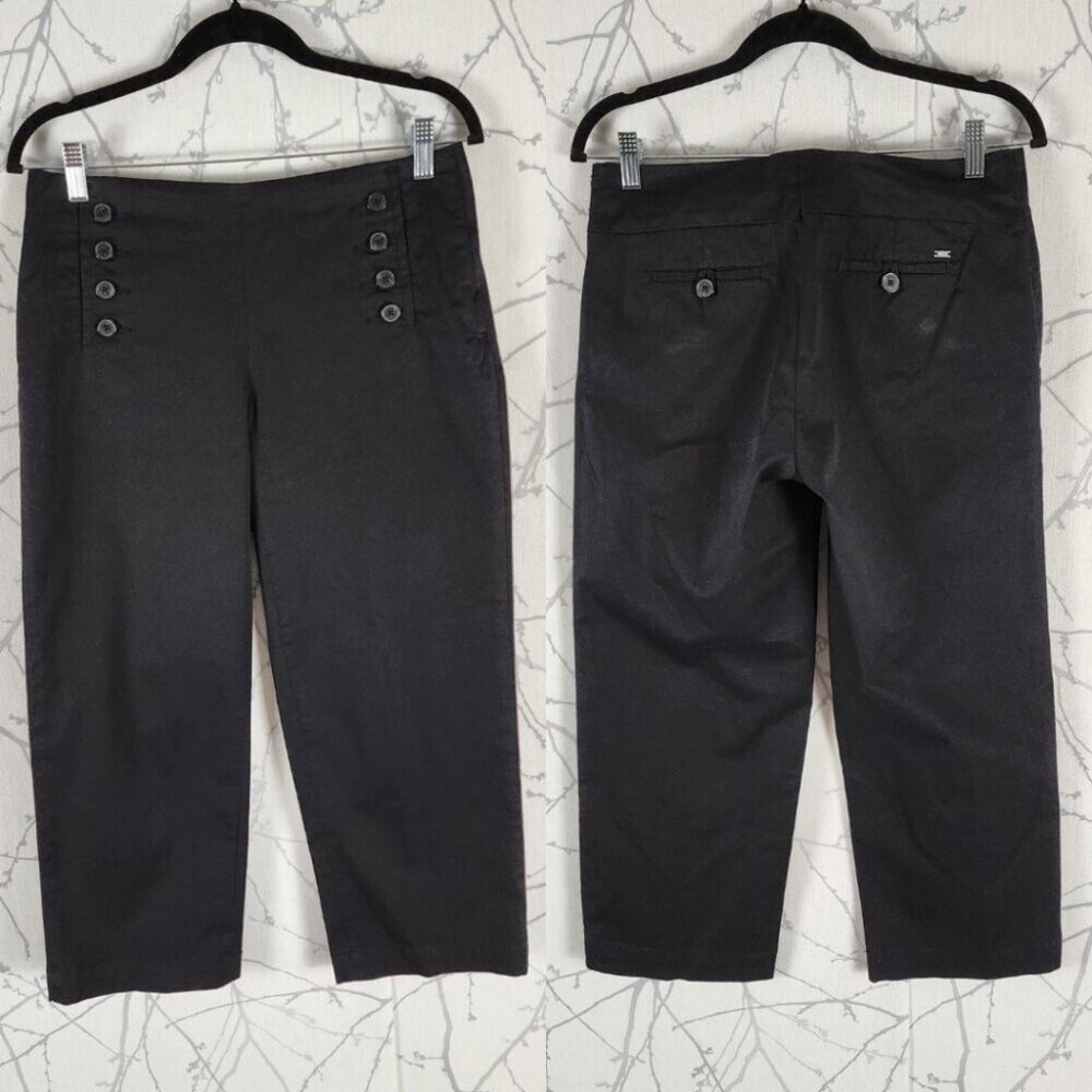 Tommy Hilfiger Black Button Front Mid Rise Ankle Pants